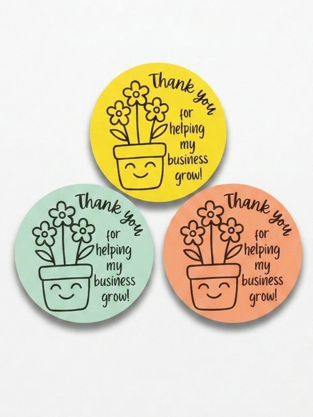 3/$15 50ct Thank You Stickers 2” Round Pastel Mint Yellow Peach Packaging Labels